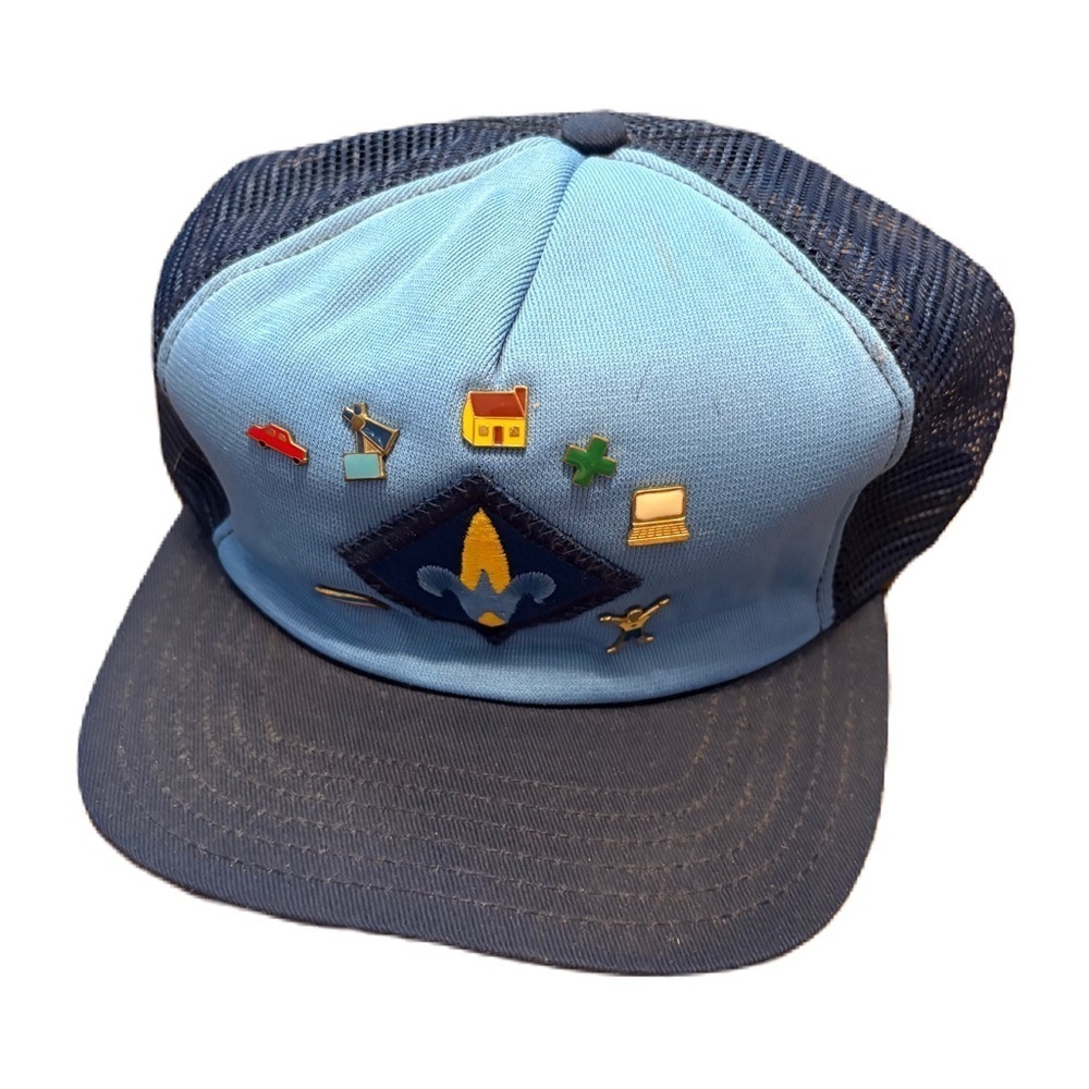 Webelos Cub Scouts BSA Adjustable Baseball Cap Hat 7 Pins Trucker Snap Back